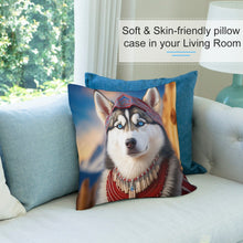 Load image into Gallery viewer, Majestic Regalia Siberian Husky Plush Pillow Case-Cushion Cover-Dog Dad Gifts, Dog Mom Gifts, Home Decor, Pillows, Siberian Husky-7