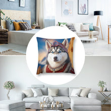 Load image into Gallery viewer, Majestic Regalia Siberian Husky Plush Pillow Case-Cushion Cover-Dog Dad Gifts, Dog Mom Gifts, Home Decor, Pillows, Siberian Husky-8