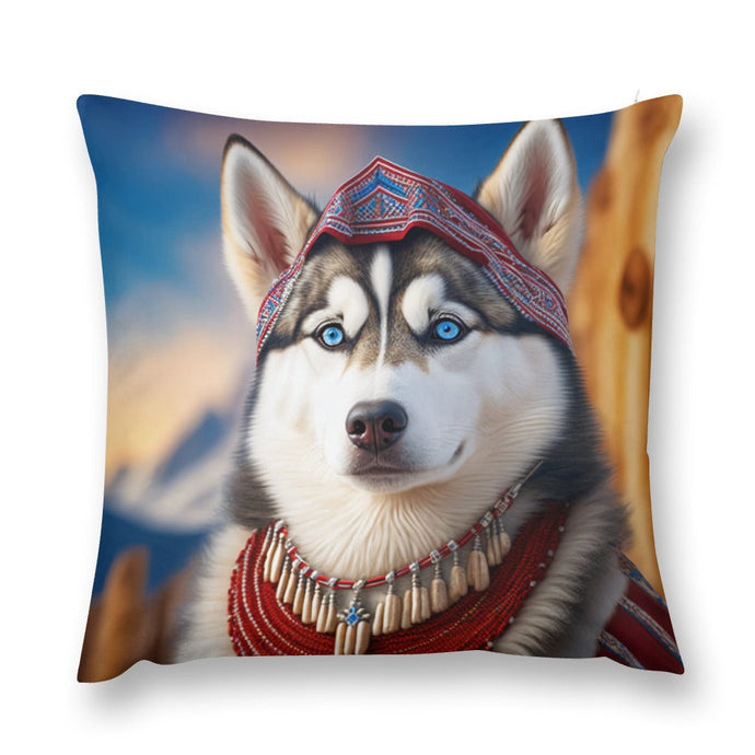 Majestic Regalia Siberian Husky Plush Pillow Case-Cushion Cover-Dog Dad Gifts, Dog Mom Gifts, Home Decor, Pillows, Siberian Husky-12 