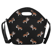 Load image into Gallery viewer, Majestic Winking Saint Bernard Love Neoprene Lunch Bag-Accessories-Accessories,Bags,Lunch Bags,Saint Bernard-Midnight Black-5