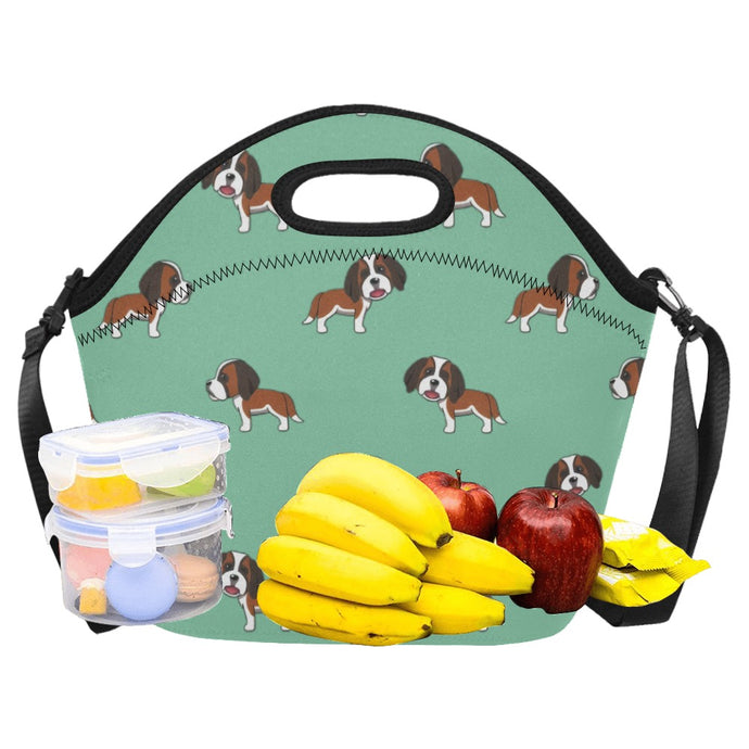 Majestic Winking Saint Bernard Love Neoprene Lunch Bag-Accessories-Accessories,Bags,Lunch Bags,Saint Bernard-1