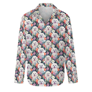 Maltese in Bloom Women's Shirt - 2 Designs-Apparel-Apparel, Maltese, Shirt-Pan Out - Maximum Maltese-S-5