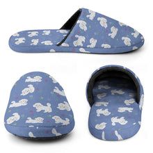 Load image into Gallery viewer, Maltese Slippers for Women - Playful Maltese in a Garden Stroll - Flannel-Accessories,Dog Mom Gifts,Maltese,Slippers-11