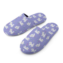 Load image into Gallery viewer, Maltese Slippers for Women - Playful Maltese in a Garden Stroll - Flannel-Accessories,Dog Mom Gifts,Maltese,Slippers-13