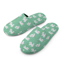Load image into Gallery viewer, Maltese Slippers for Women - Playful Maltese in a Garden Stroll - Flannel-Accessories,Dog Mom Gifts,Maltese,Slippers-16