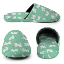 Load image into Gallery viewer, Maltese Slippers for Women - Playful Maltese in a Garden Stroll - Flannel-Accessories,Dog Mom Gifts,Maltese,Slippers-17