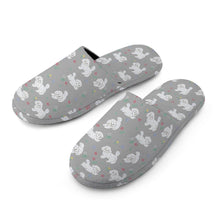 Load image into Gallery viewer, Maltese Slippers for Women - Playful Maltese in a Garden Stroll - Flannel-Accessories,Dog Mom Gifts,Maltese,Slippers-19