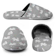 Load image into Gallery viewer, Maltese Slippers for Women - Playful Maltese in a Garden Stroll - Flannel-Accessories,Dog Mom Gifts,Maltese,Slippers-20