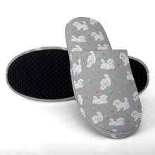 Load image into Gallery viewer, Maltese Slippers for Women - Playful Maltese in a Garden Stroll - Flannel-Accessories,Dog Mom Gifts,Maltese,Slippers-21