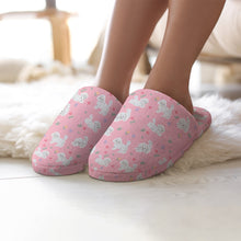 Load image into Gallery viewer, Maltese Slippers for Women - Playful Maltese in a Garden Stroll - Flannel-Accessories,Dog Mom Gifts,Maltese,Slippers-36-37_（5.5-6）-Pink-2