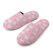 Load image into Gallery viewer, Maltese Slippers for Women - Playful Maltese in a Garden Stroll - Flannel-Accessories,Dog Mom Gifts,Maltese,Slippers-7