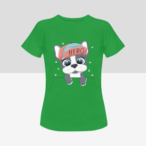 Mama's Hero Boston Terrier Women's Cotton T-Shirts - 5 Colors-Apparel-Apparel, Boston Terrier, Shirt, T Shirt-10
