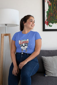 Mama's Hero Boston Terrier Women's Cotton T-Shirts - 5 Colors-Apparel-Apparel, Boston Terrier, Shirt, T Shirt-Blue-Small-3