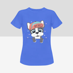 Mama's Hero Boston Terrier Women's Cotton T-Shirts - 5 Colors-Apparel-Apparel, Boston Terrier, Shirt, T Shirt-8