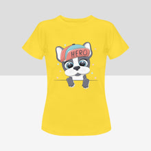 Load image into Gallery viewer, Mama&#39;s Hero Boston Terrier Women&#39;s Cotton T-Shirts - 5 Colors-Apparel-Apparel, Boston Terrier, Shirt, T Shirt-Yellow-Small-9