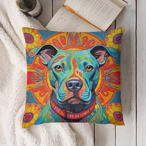 Mandala Majesty Pit Bull Plush Pillow Case-Cushion Cover-Dog Dad Gifts, Dog Mom Gifts, Home Decor, Pillows, Pit Bull-4