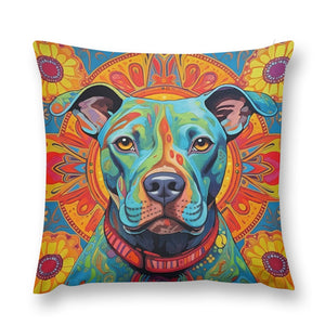 Mandala Majesty Pit Bull Plush Pillow Case-Cushion Cover-Dog Dad Gifts, Dog Mom Gifts, Home Decor, Pillows, Pit Bull-12 "×12 "-1