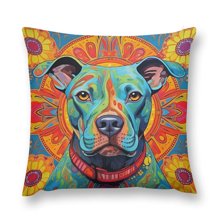 Mandala Majesty Pit Bull Plush Pillow Case-Cushion Cover-Dog Dad Gifts, Dog Mom Gifts, Home Decor, Pillows, Pit Bull-12 