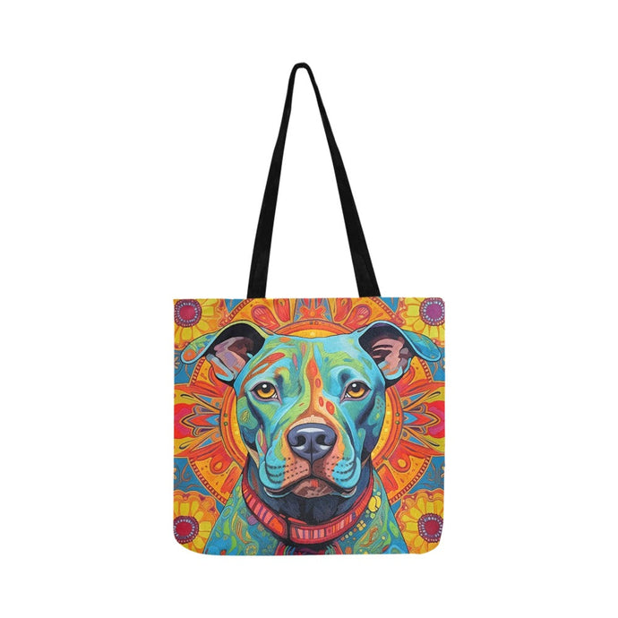Mandala Majesty Pit Bull Special Lightweight Shopping Tote Bag-Accessories-Accessories, Bags, Dog Dad Gifts, Dog Mom Gifts, Pit Bull-White-ONESIZE-1