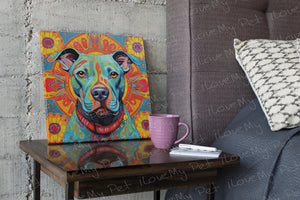 Mandala Majesty Pit Bull Wall Art Poster-Art-Dog Art, Home Decor, Pit Bull, Poster-Framed Light Canvas-Small - 8x8"-1