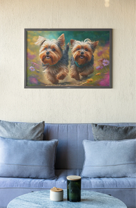 Meadow Merriment Yorkies Wall Art Poster-Art-Dog Art, Home Decor, Poster, Yorkshire Terrier-7