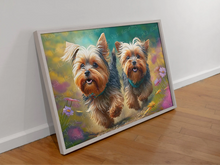 Load image into Gallery viewer, Meadow Merriment Yorkies Wall Art Poster-Art-Dog Art, Home Decor, Poster, Yorkshire Terrier-4