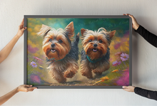 Load image into Gallery viewer, Meadow Merriment Yorkies Wall Art Poster-Art-Dog Art, Home Decor, Poster, Yorkshire Terrier-3