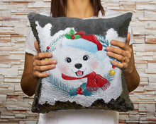 Load image into Gallery viewer, Merry American Eskimo Dog Christmas Sequinned Pillowcases - 10 Colors-Home Decor-American Eskimo Dog, Christmas, Home Decor, Pillows-12