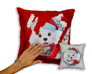 Merry American Eskimo Dog Christmas Sequinned Pillowcases - 10 Colors-Home Decor-American Eskimo Dog, Christmas, Home Decor, Pillows-2