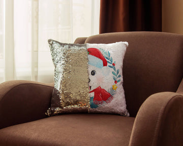 Merry American Eskimo Dog Christmas Sequinned Pillowcases - 10 Colors-Home Decor-American Eskimo Dog, Christmas, Home Decor, Pillows-4