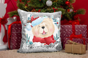 Merry American Eskimo Dog Christmas Sequinned Pillowcases - 10 Colors-Home Decor-American Eskimo Dog, Christmas, Home Decor, Pillows-9