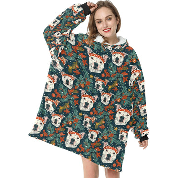 Merry And Bright White Pit Bull Christmas Blanket Hoodie One Size 360x