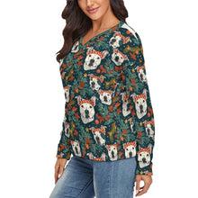 Load image into Gallery viewer, Merry and Bright White Pit Bull Women's V-Neck Christmas Sweater-Apparel-Apparel,Christmas,Dog Mom Gifts,Pit Bull,Sweater,Sweatshirt-4