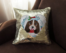 Load image into Gallery viewer, Merry Basset Hound Christmas Sequinned Pillowcases - 10 Colors-Home Decor-Basset Hound, Christmas, Home Decor, Pillows-3
