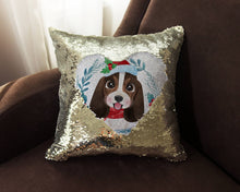 Load image into Gallery viewer, Merry Basset Hound Christmas Sequinned Pillowcases - 10 Colors-Home Decor-Basset Hound, Christmas, Home Decor, Pillows-8