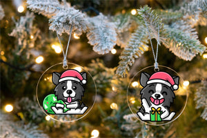 Merry Border Collie Christmas Tree Ornaments-Christmas Ornament-Border Collie, Christmas-5