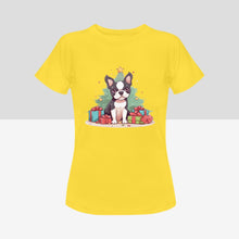 Load image into Gallery viewer, Merry Boston Terrier Christmas Women&#39;s Cotton T-Shirts-Apparel-Apparel, Boston Terrier, Shirt, T Shirt-Yellow-Small-3