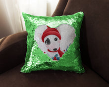Load image into Gallery viewer, Merry Bull Terrier Christmas Sequinned Pillowcases - 10 Colors-Home Decor-Bull Terrier, Christmas, Home Decor, Pillows-Green-Only Pillowcase-3