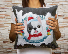 Load image into Gallery viewer, Merry Bull Terrier Christmas Sequinned Pillowcases - 10 Colors-Home Decor-Bull Terrier, Christmas, Home Decor, Pillows-8