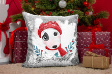 Load image into Gallery viewer, Merry Bull Terrier Christmas Sequinned Pillowcases - 10 Colors-Home Decor-Bull Terrier, Christmas, Home Decor, Pillows-Silver-Only Pillowcase-1
