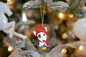 Merry Bull Terrier Hound Christmas Tree Ornament-Christmas Ornament-Bull Terrier, Christmas, Dogs-4