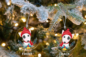 Merry Bull Terrier Hound Christmas Tree Ornament-Christmas Ornament-Bull Terrier, Christmas, Dogs-5