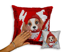 Load image into Gallery viewer, Merry Cavalier King Charles Spaniel Christmas Sequinned Pillowcases - 10 Colors-Home Decor-Cavalier King Charles Spaniel, Christmas, Home Decor, Pillows-Red-Only Pillowcase-2