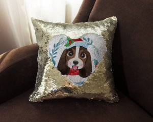 Merry Cavalier King Charles Spaniel Christmas Sequinned Pillowcases - 10 Colors-Home Decor-Cavalier King Charles Spaniel, Christmas, Home Decor, Pillows-7