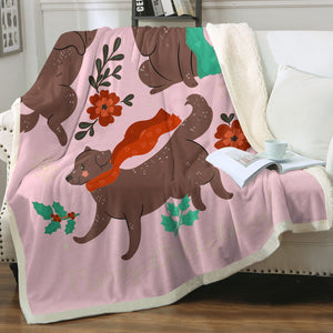 Merry Chocolate Labrador Christmas Soft Warm Fleece Blanket-Blanket-Blankets, Chocolate Labrador, Home Decor, Labrador-15