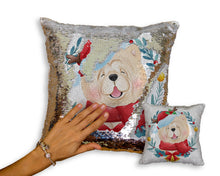 Load image into Gallery viewer, Merry Chow Chow Christmas Sequinned Pillowcases - 10 Colors-Home Decor-Chow Chow, Christmas, Home Decor, Pillows-Champagne-Only Pillowcase-2