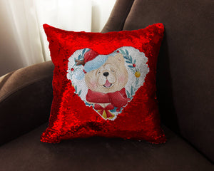 Merry Chow Chow Christmas Sequinned Pillowcases - 10 Colors-Home Decor-Chow Chow, Christmas, Home Decor, Pillows-5