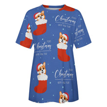 Load image into Gallery viewer, Merry Christmas and Happy New Year Corgis All Over Print Women&#39;s Cotton T-Shirt - 4 Colors-Apparel-Apparel, Christmas, Corgi, Shirt, T Shirt-12