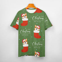 Load image into Gallery viewer, Merry Christmas and Happy New Year Corgis All Over Print Women&#39;s Cotton T-Shirt - 4 Colors-Apparel-Apparel, Christmas, Corgi, Shirt, T Shirt-5