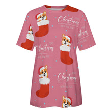 Load image into Gallery viewer, Merry Christmas and Happy New Year Corgis All Over Print Women&#39;s Cotton T-Shirt - 4 Colors-Apparel-Apparel, Christmas, Corgi, Shirt, T Shirt-9
